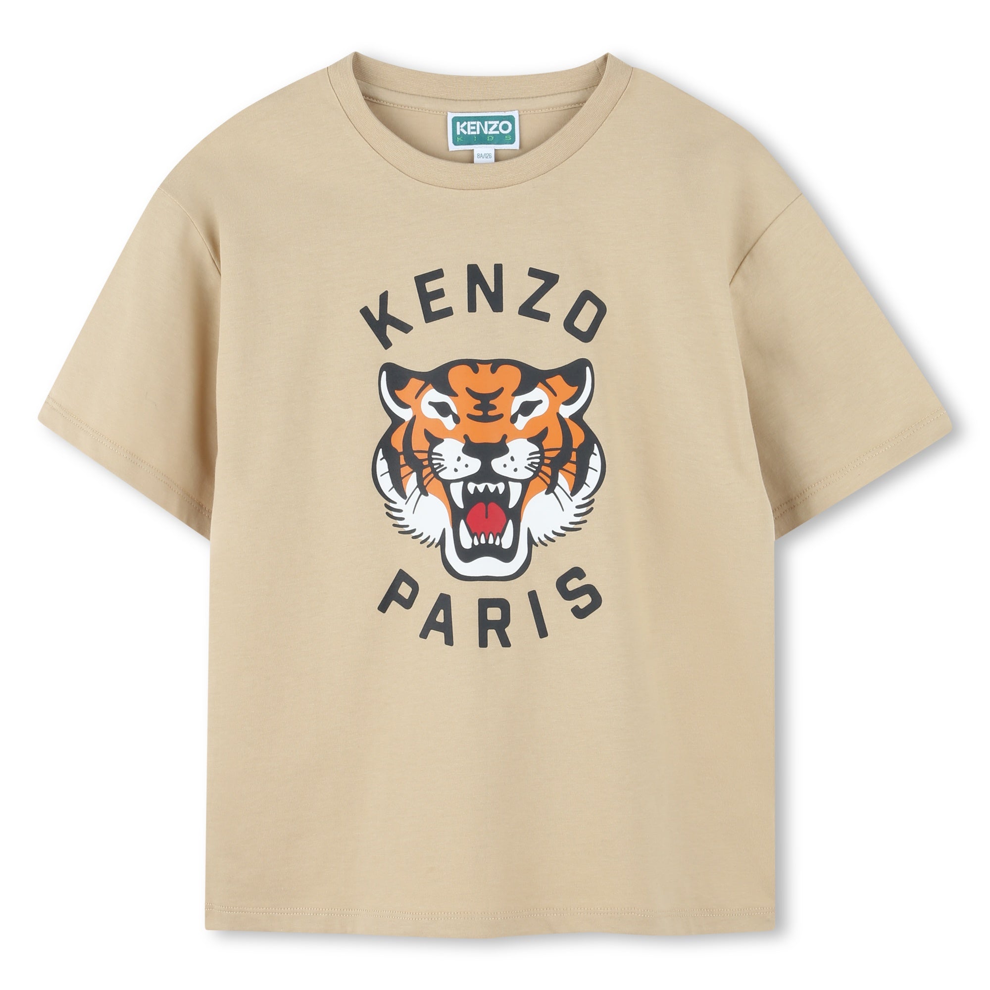 Kids organic cotton t-shirt with roaring tiger logo print