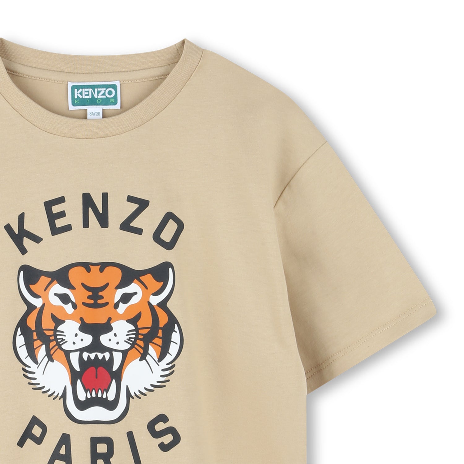 Kids organic cotton t-shirt with roaring tiger logo print