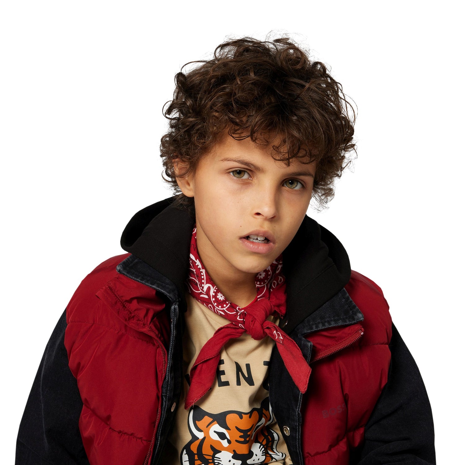 Kids organic cotton t-shirt with roaring tiger logo print