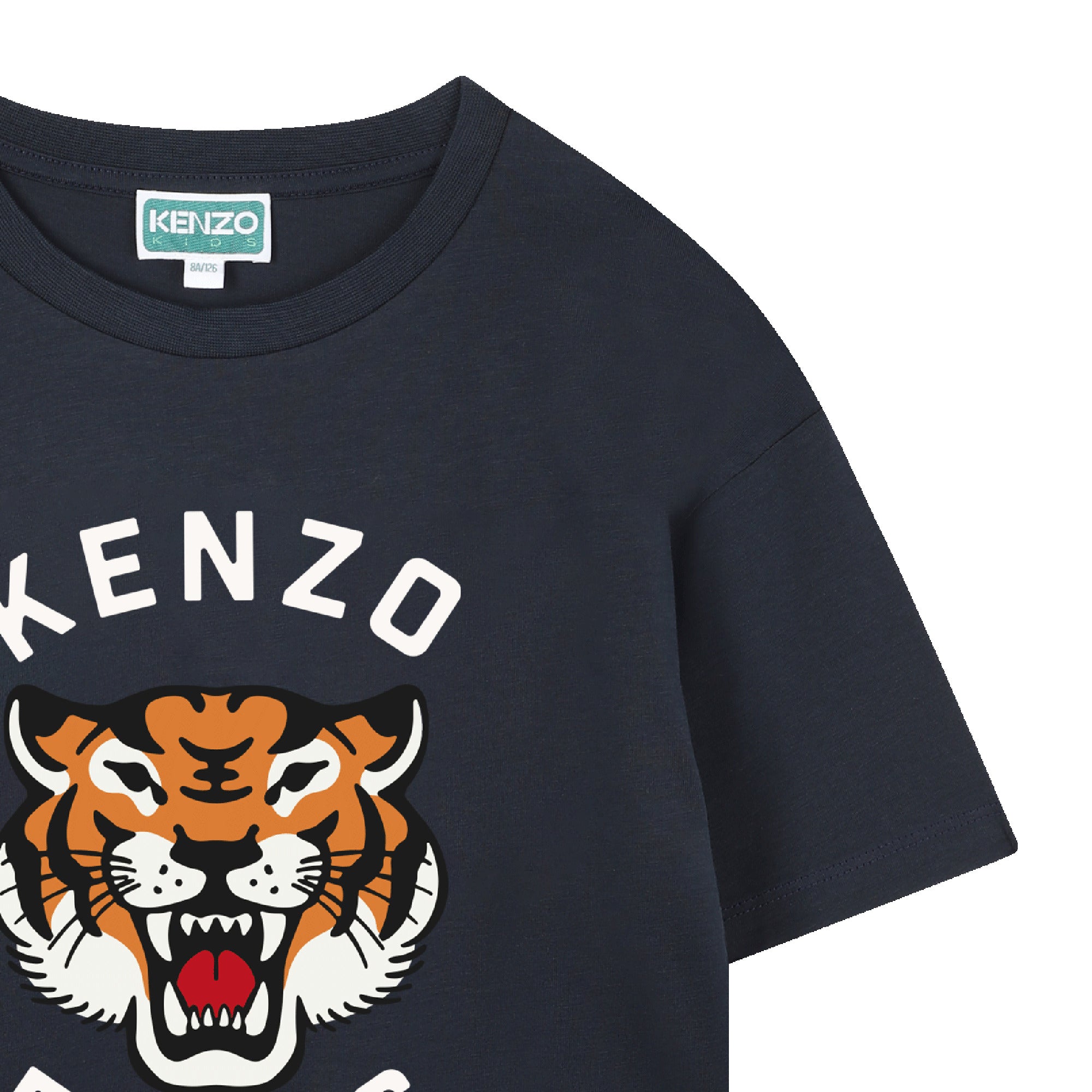Kids organic cotton t-shirt with roaring tiger logo print