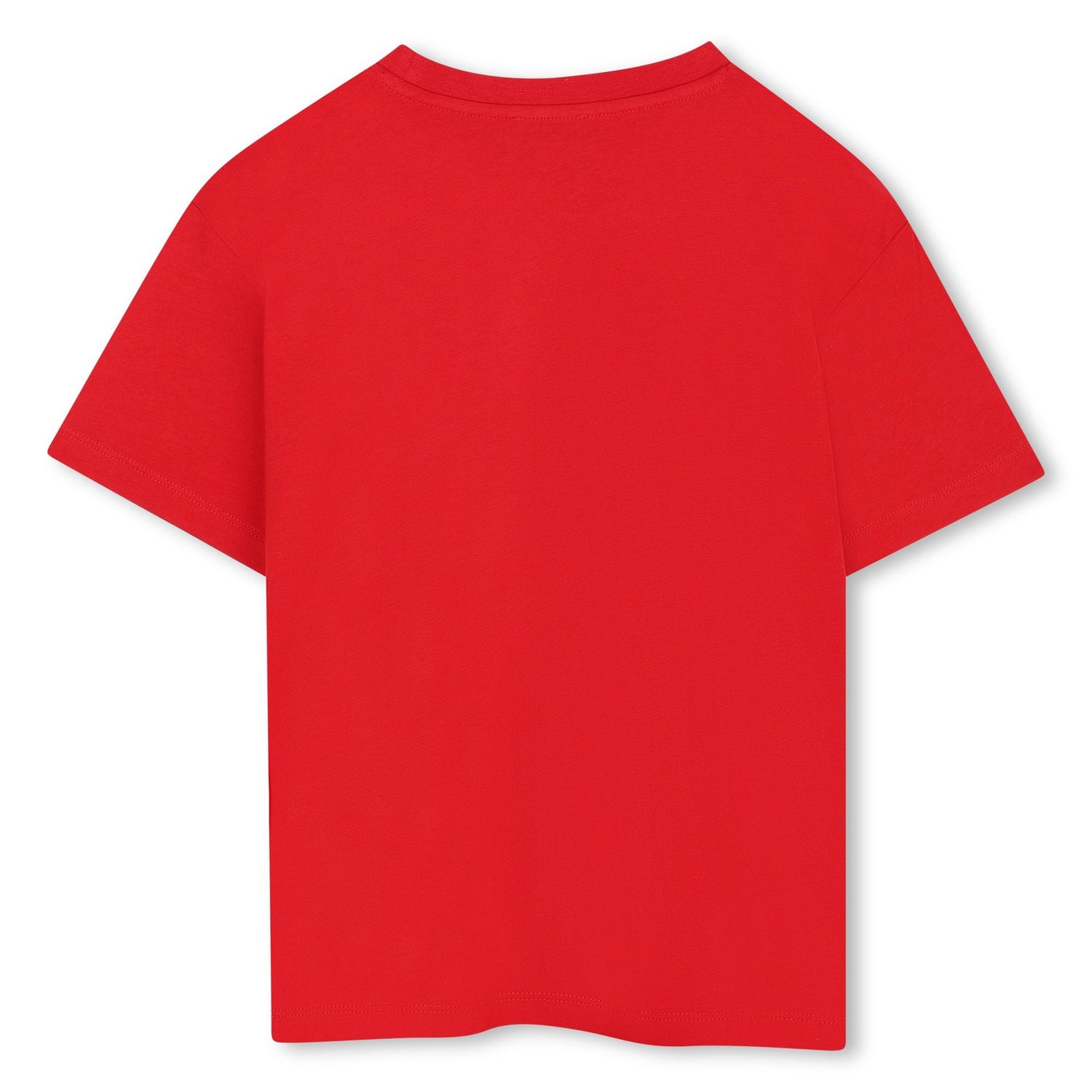 Kids red short sleeve organic cotton t-shirt with floral logo print