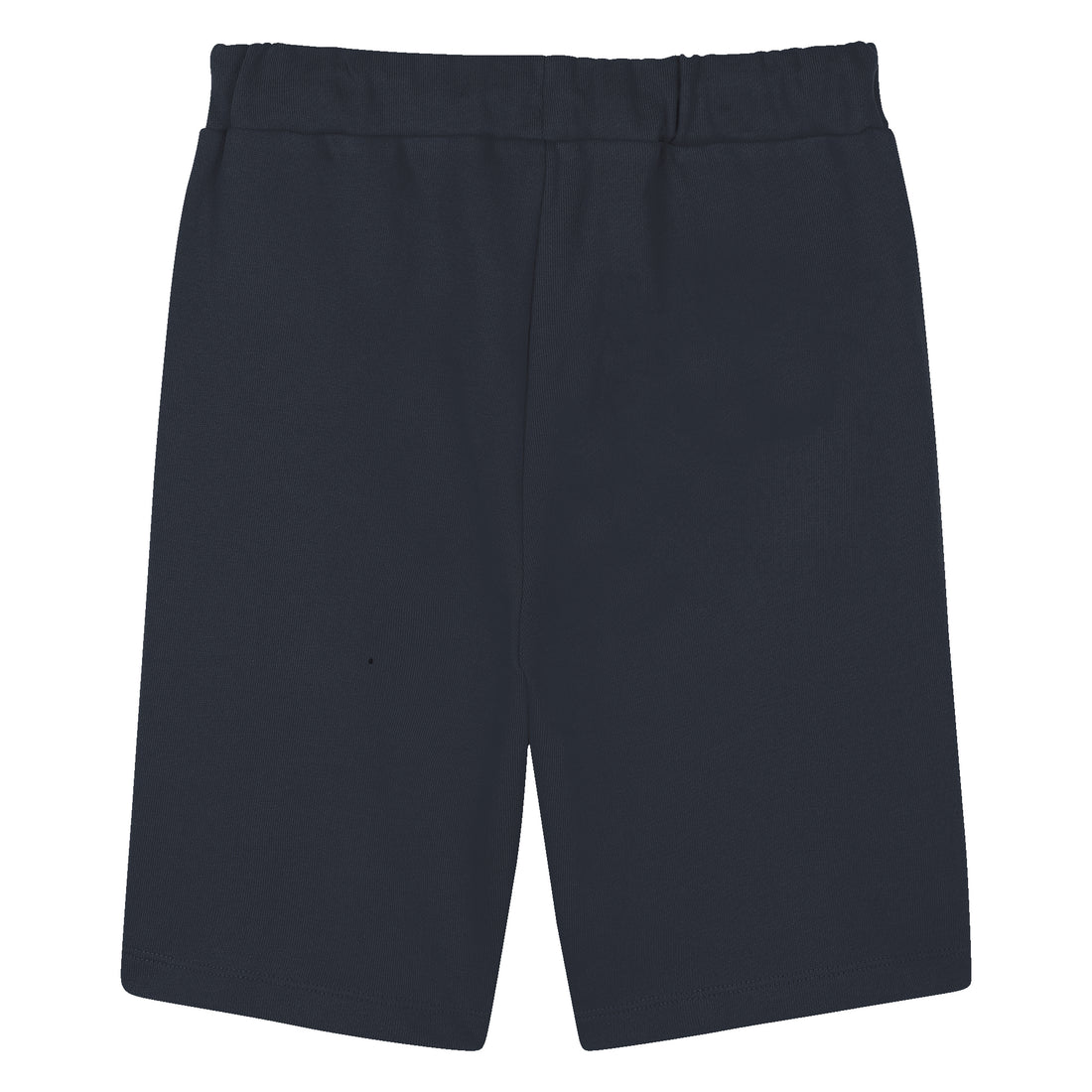 Kids navy cotton Bermuda shorts with drawstring waist and logo print