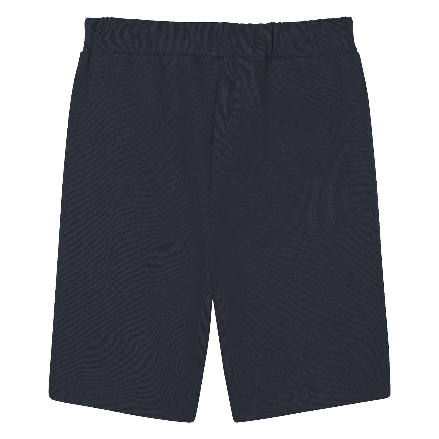 Kids navy cotton Bermuda shorts with drawstring waist and logo print