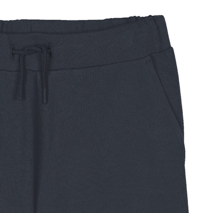 Kids navy cotton Bermuda shorts with drawstring waist and logo print