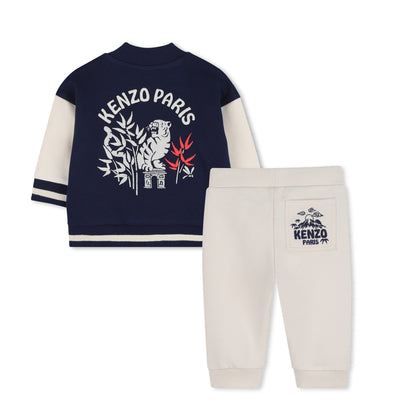 Cardigan &amp; Pants Set in Navy Blue and Off-White Kenzo