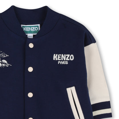 Cardigan &amp; Pants Set in Navy Blue and Off-White Kenzo