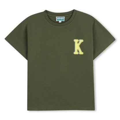 T-Shirt in Khaki Green Organic Cotton Kenzo