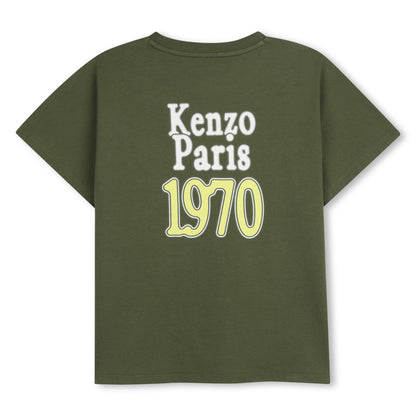 T-Shirt in Khaki Green Organic Cotton Kenzo