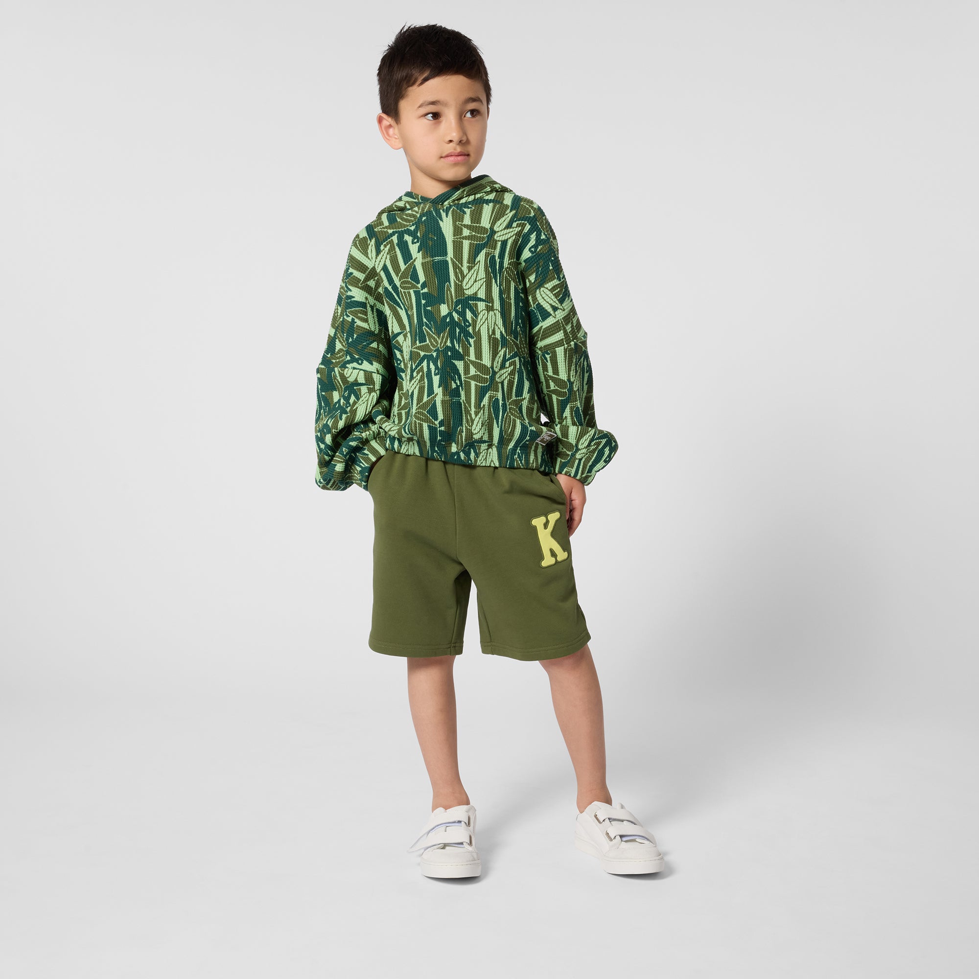 Bermuda Shorts in Khaki Green French Terry Kenzo