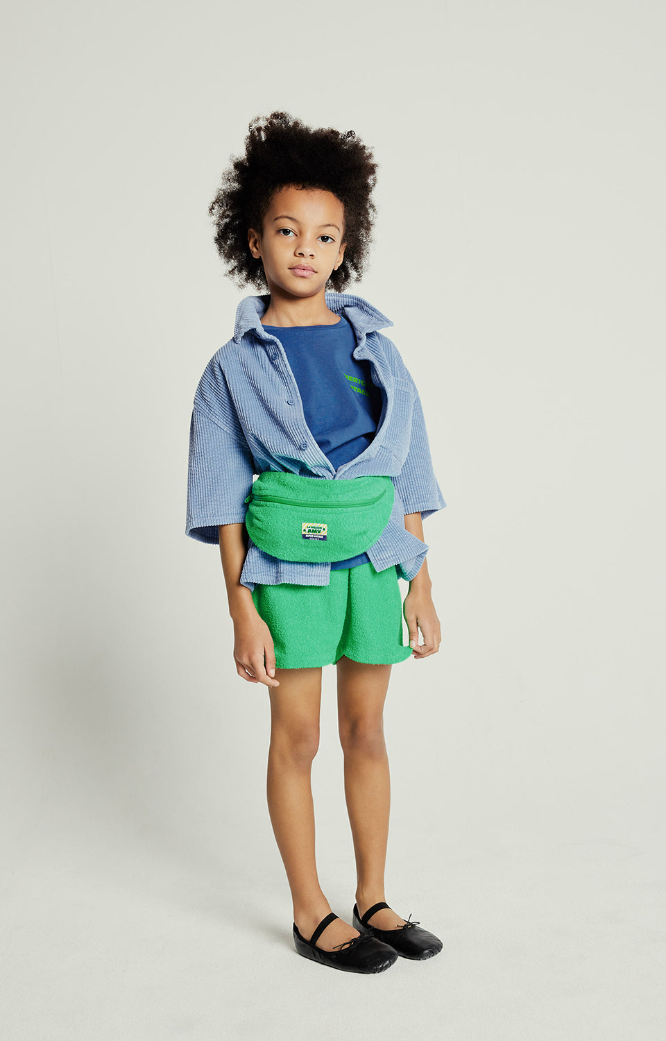 Terry Cotton Elasticated Waist Shorts, Ecru, Fluorescent Green