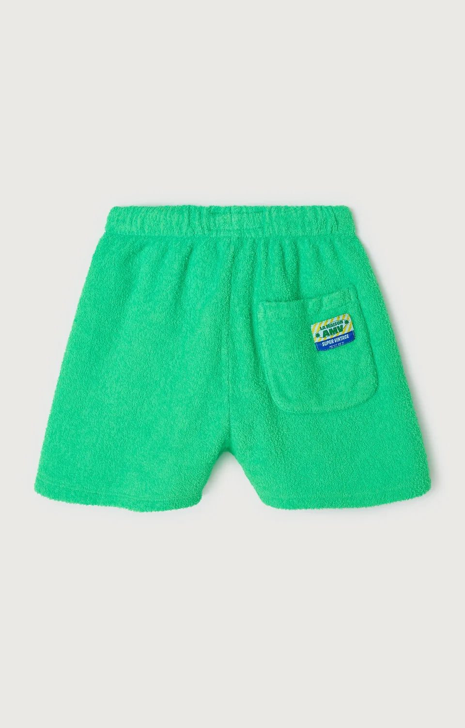 Terry Cotton Elasticated Waist Shorts, Ecru, Fluorescent Green