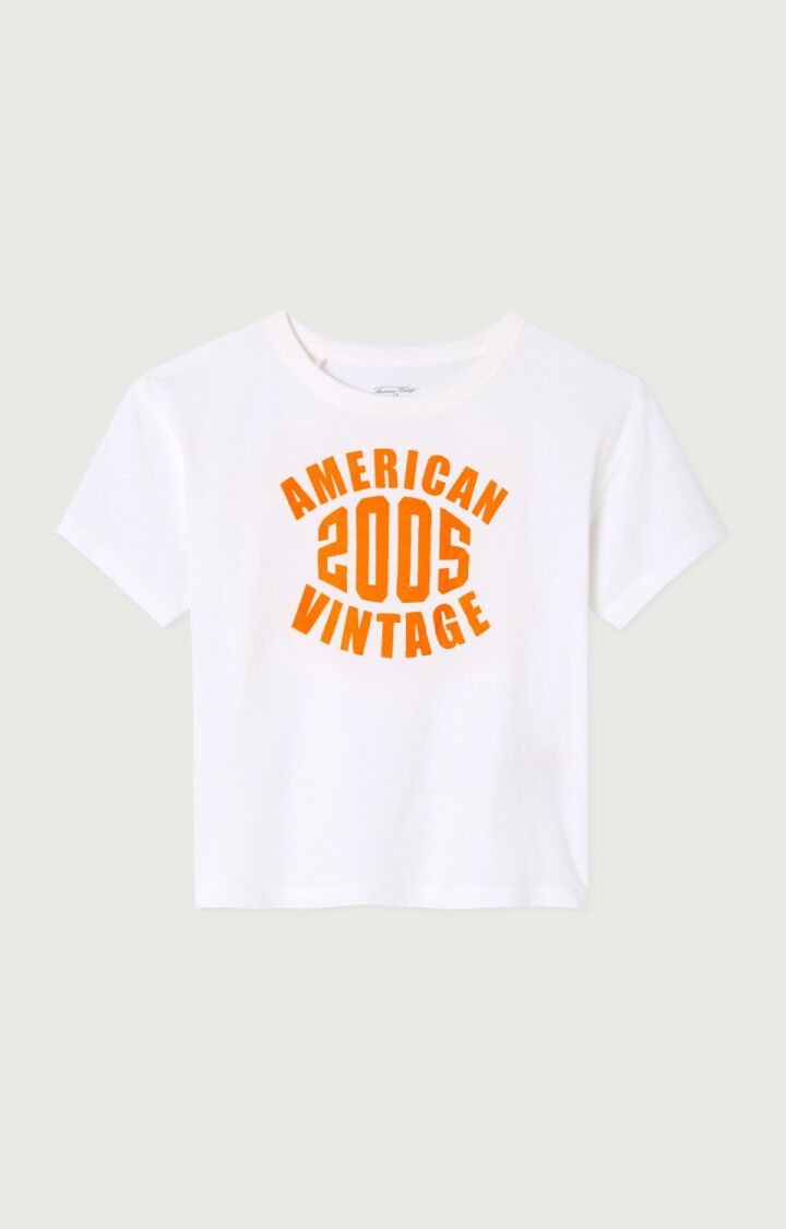 White Short Sleeve T-Shirt with 2005 Graphic Print