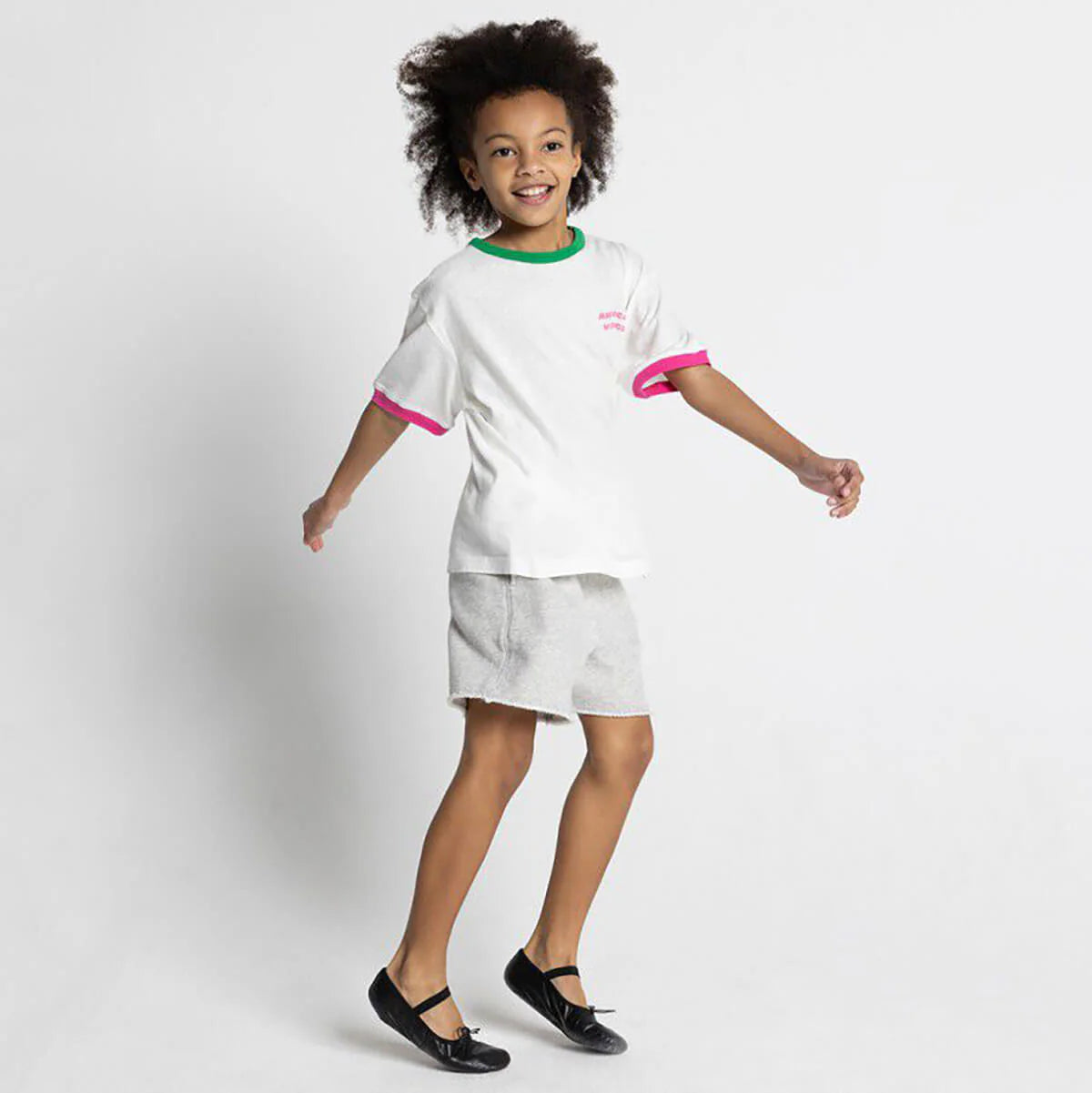 White Short Sleeve T-Shirt with Contrast Collar and Cuffs