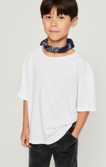 Short Sleeve Cotton T-Shirt with Round Collar