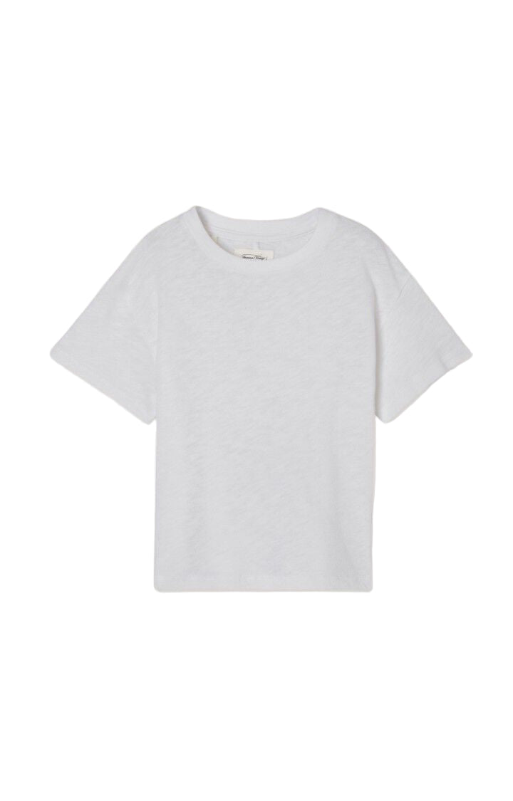 Short Sleeve Cotton T-Shirt with Round Collar