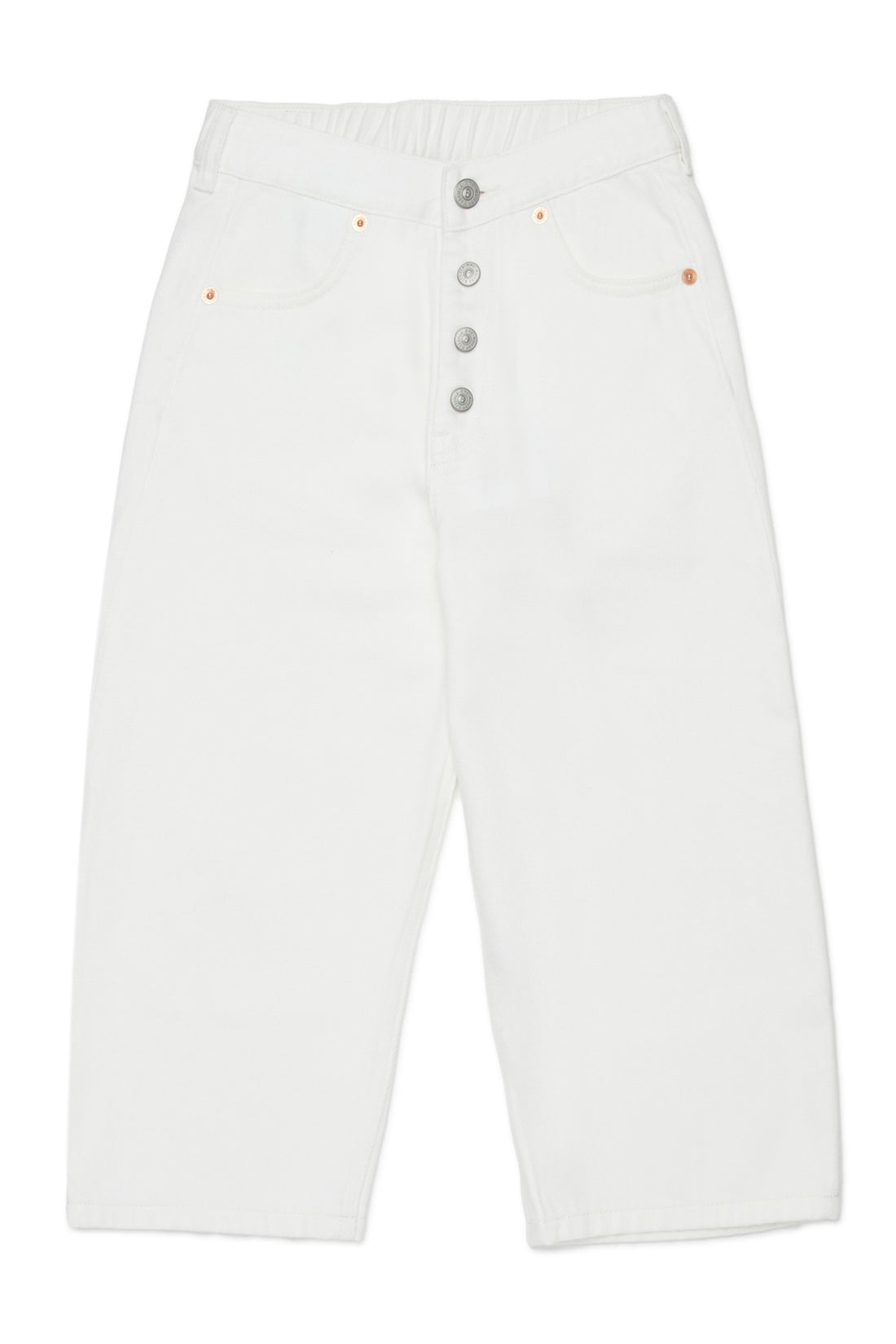 White Wide-Leg Cotton Jeans for Kids