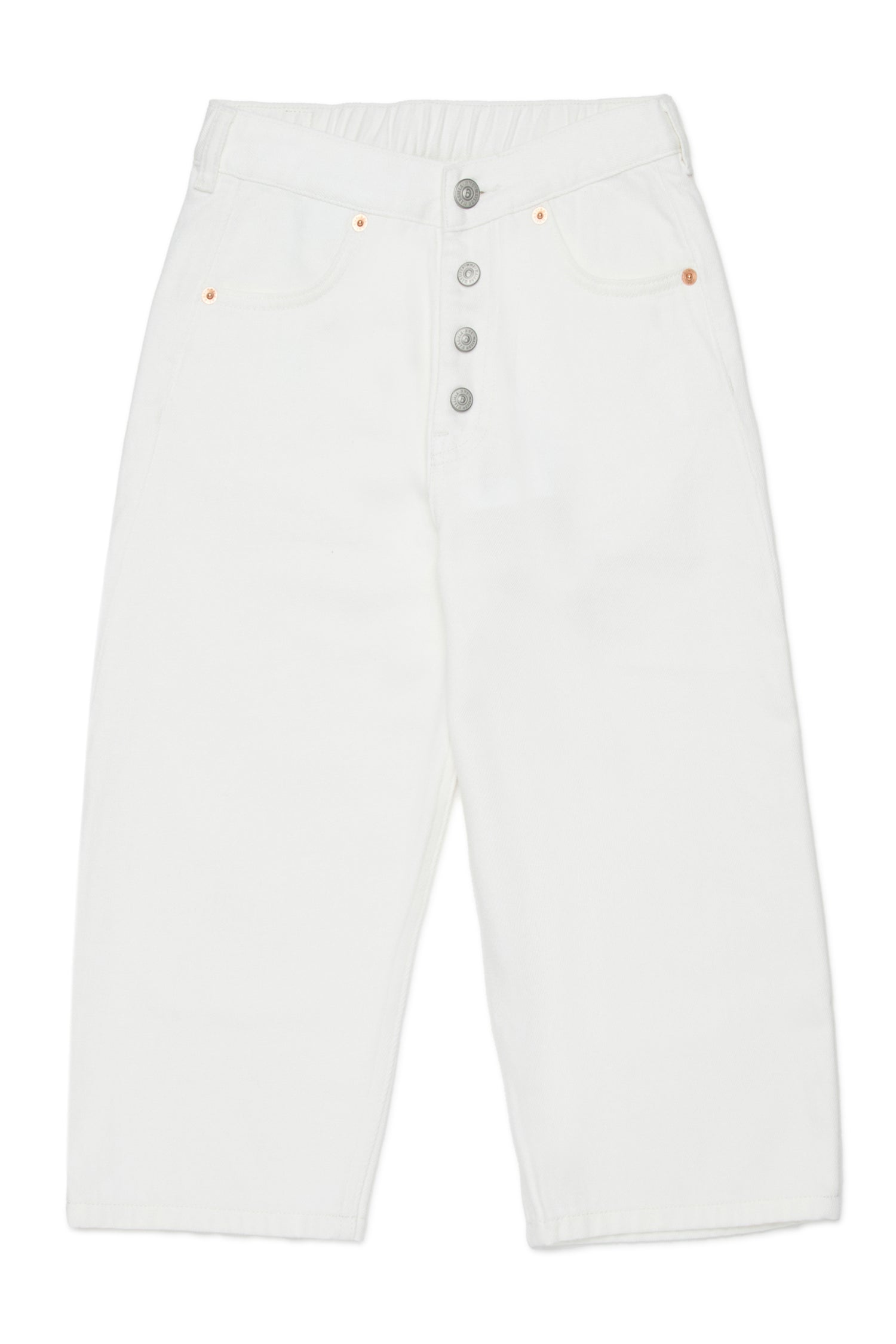 White Wide-Leg Cotton Jeans for Kids