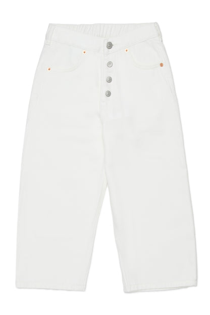 White Wide-Leg Cotton Jeans for Kids