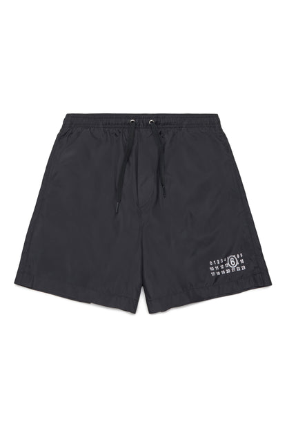 Black Polyester Swim Shorts for Kids Mm6 Kid