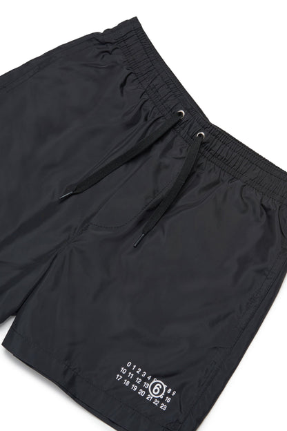 Black Polyester Swim Shorts for Kids Mm6 Kid