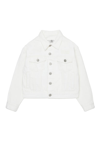 White Cotton Denim Jacket for Kids