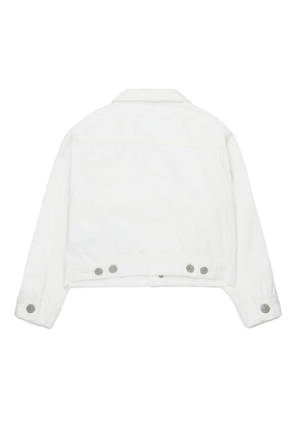 White Cotton Denim Jacket for Kids