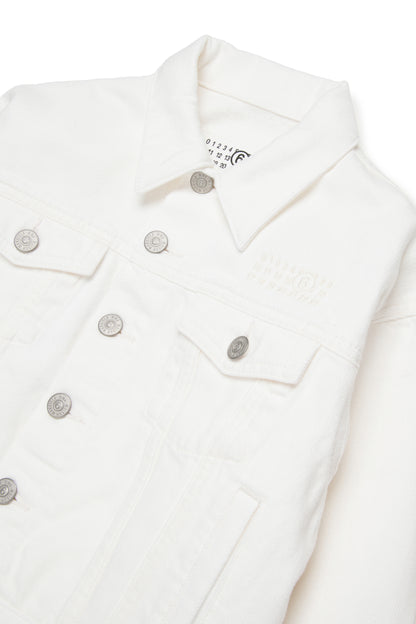 White Cotton Denim Jacket for Kids