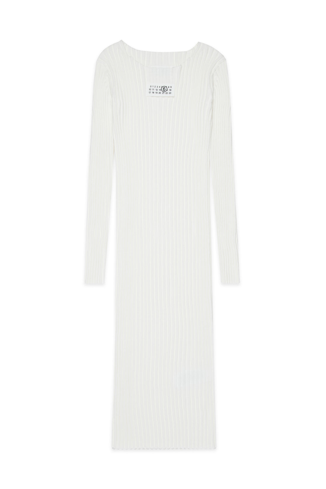 White Ribbed Long Cotton Dress for Kids