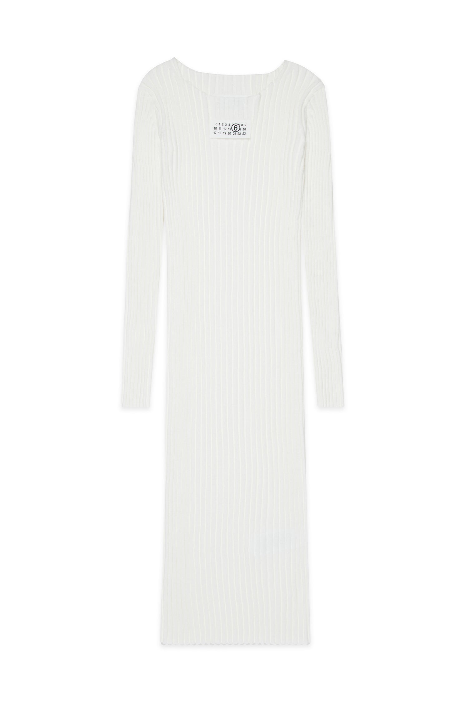 White Ribbed Long Cotton Dress for Kids