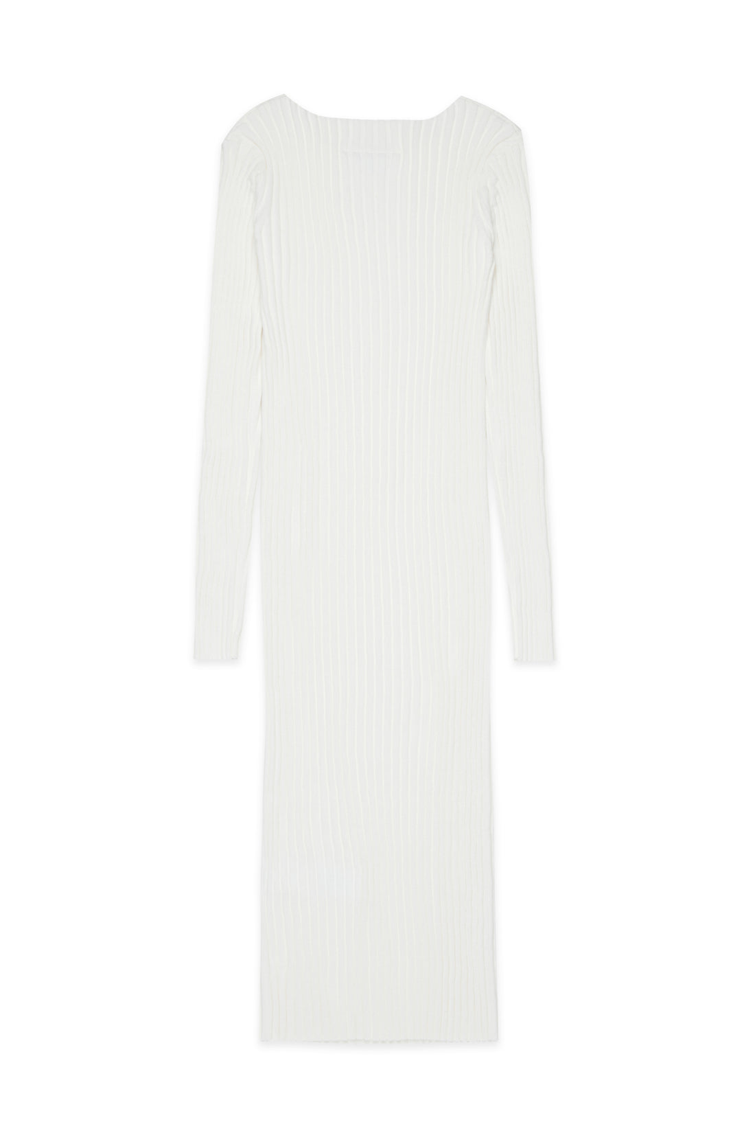 White Ribbed Long Cotton Dress for Kids