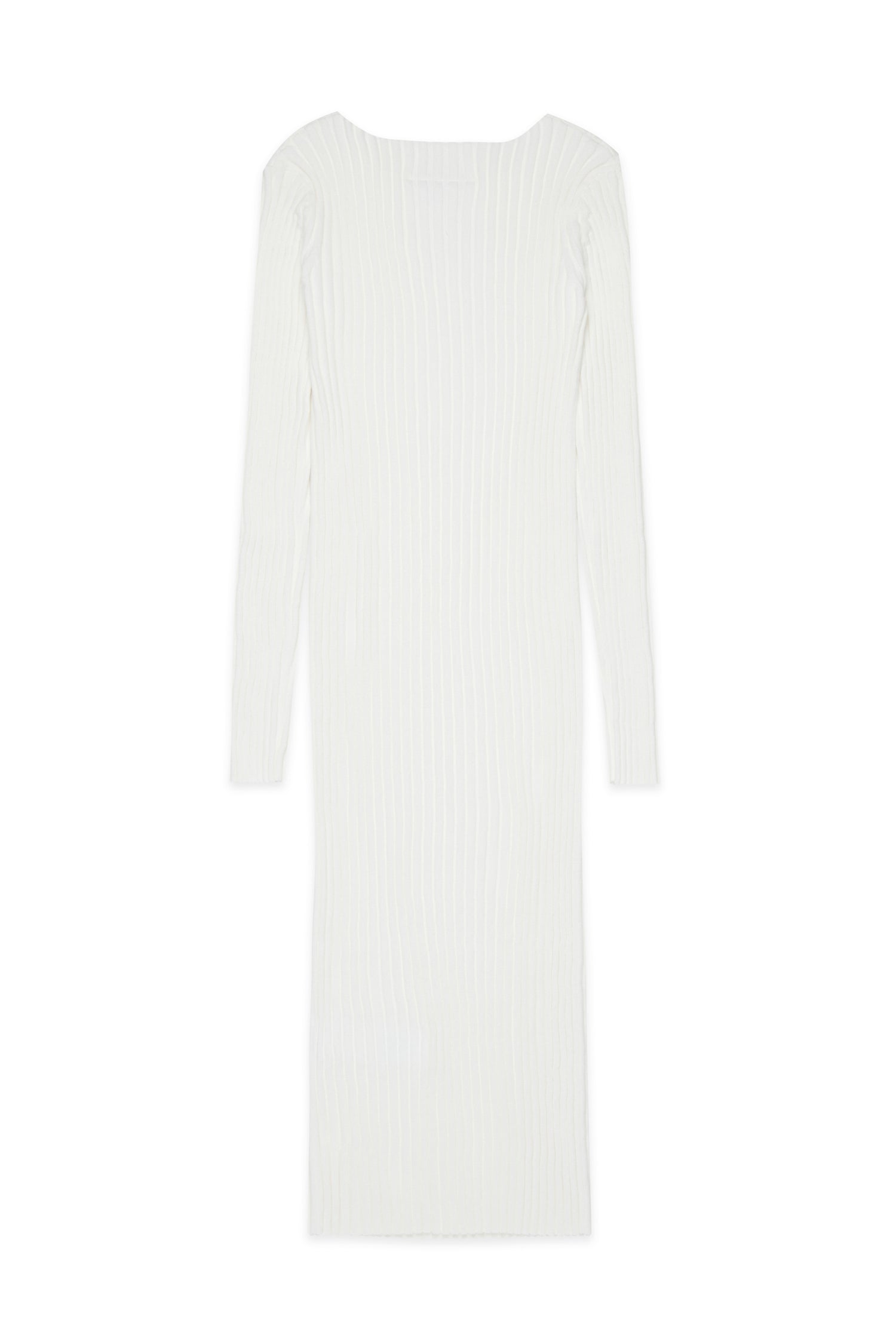 White Ribbed Long Cotton Dress for Kids