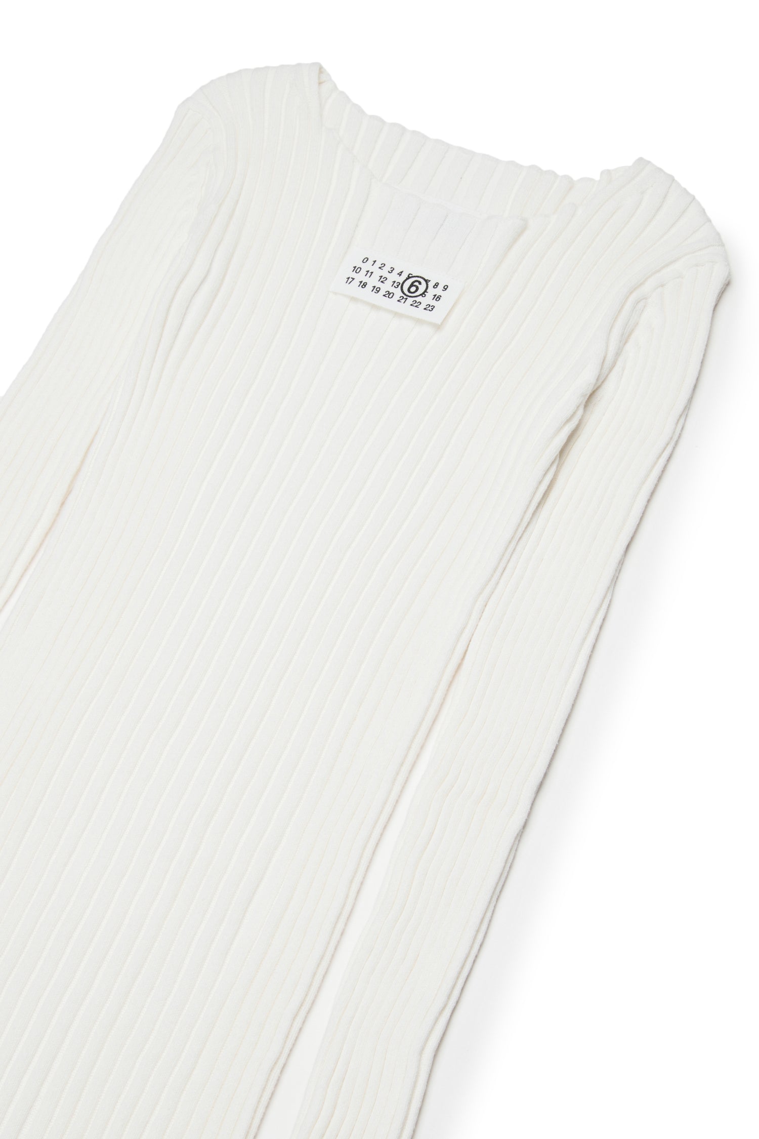 White Ribbed Long Cotton Dress for Kids