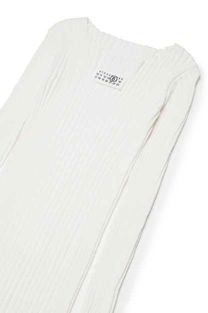 White Ribbed Long Cotton Dress for Kids