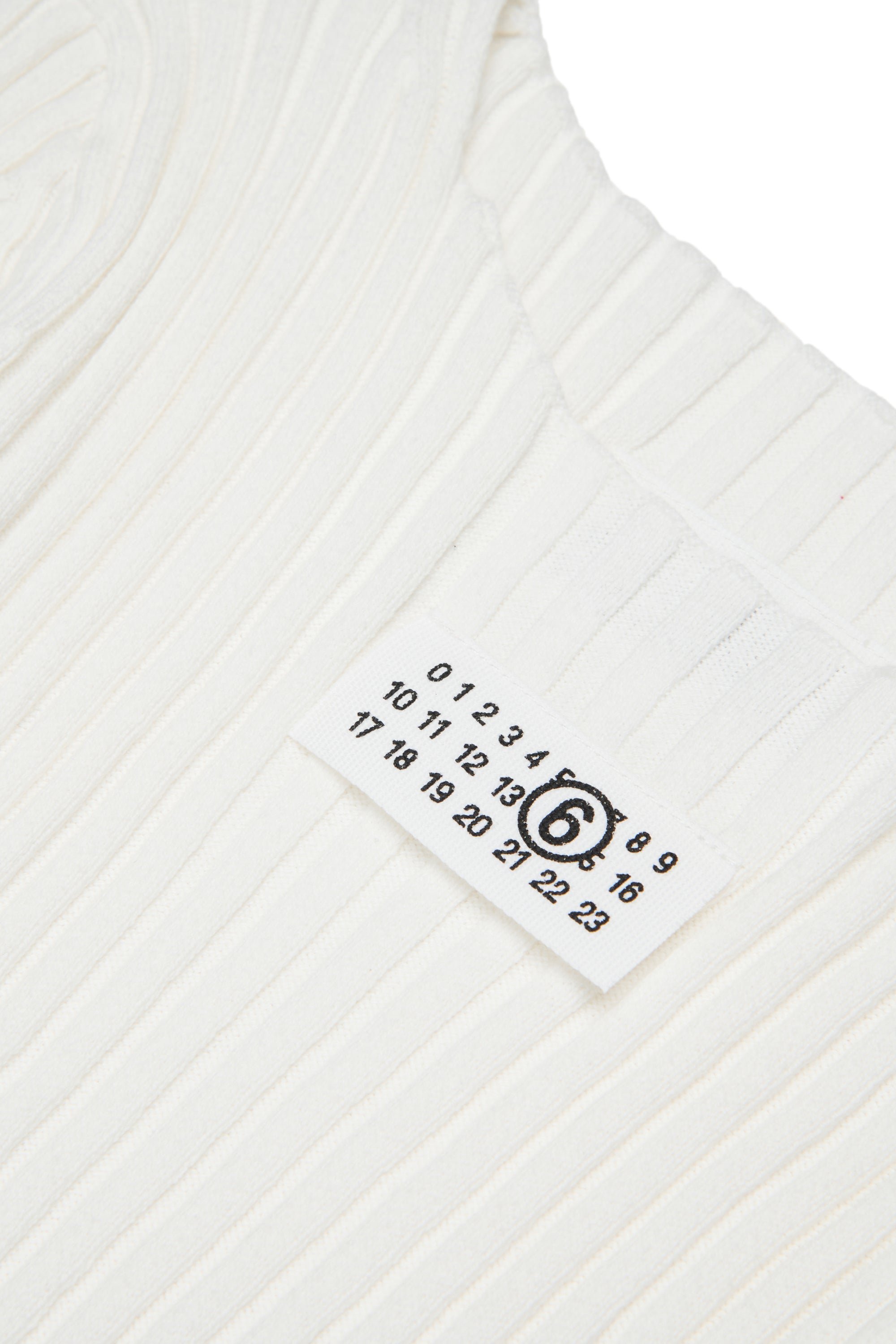 White Ribbed Long Cotton Dress for Kids