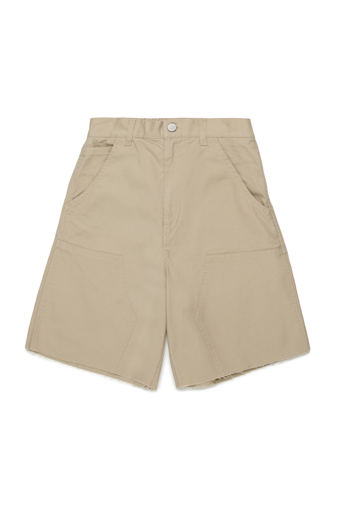 Beige Cotton Utility Shorts for Kids
