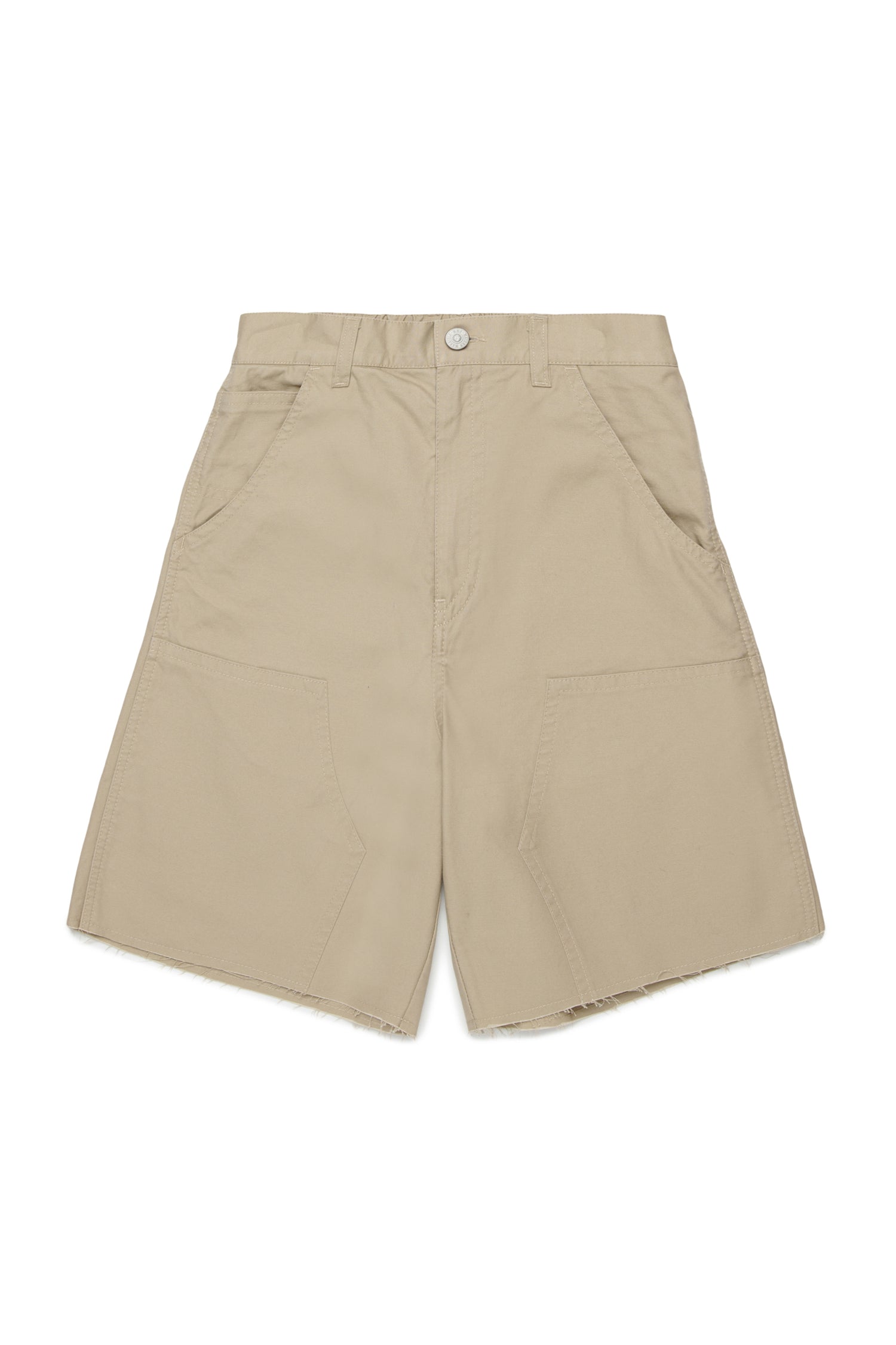 Beige Cotton Utility Shorts for Kids