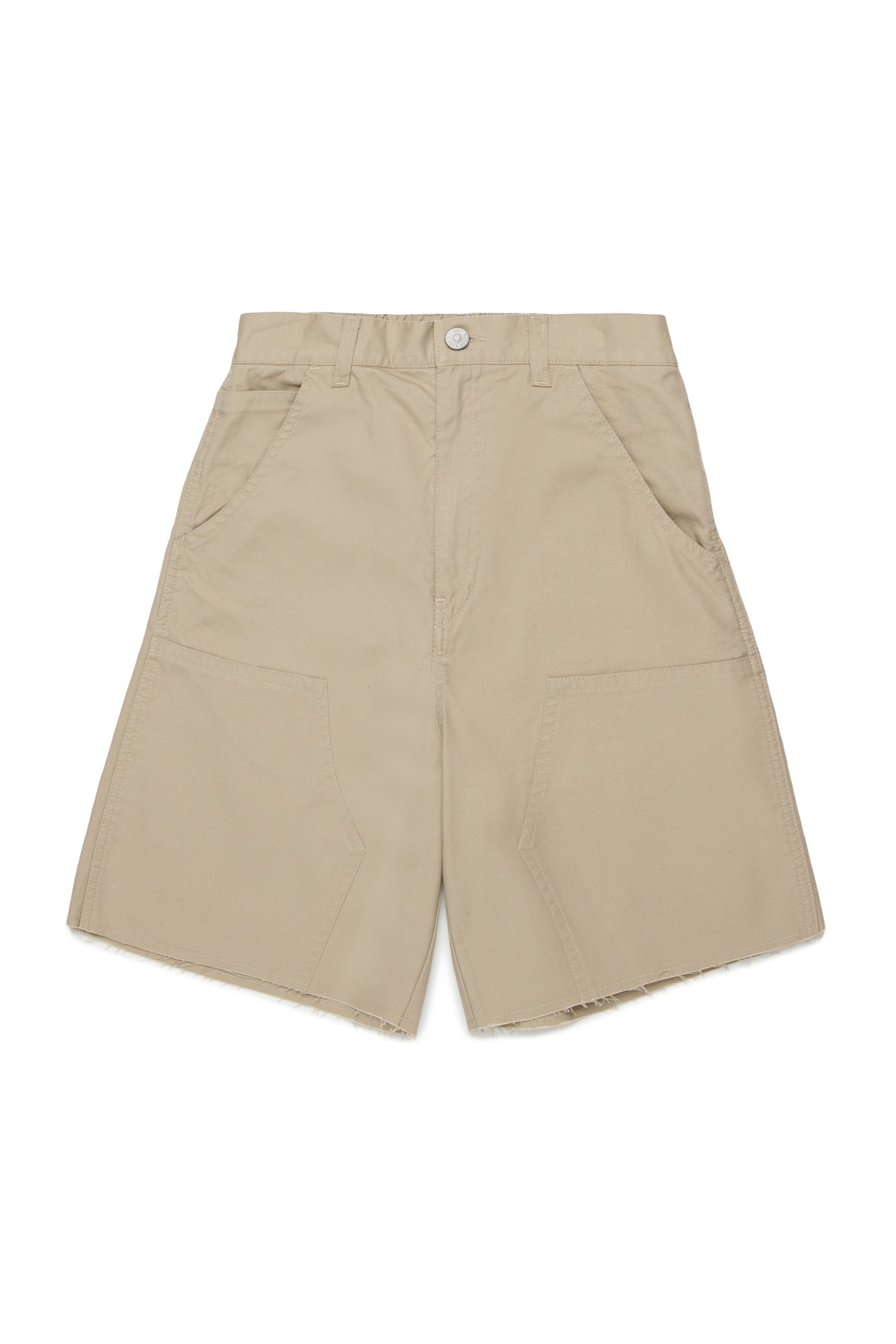 Beige Cotton Utility Shorts for Kids