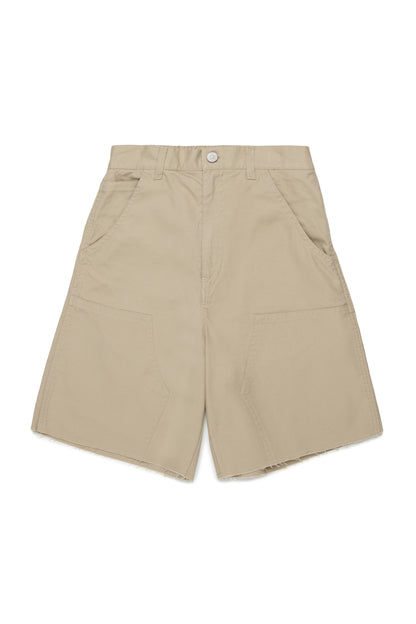 Beige Cotton Utility Shorts for Kids