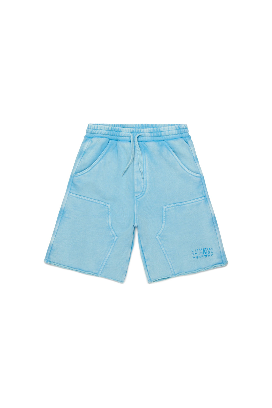 Light Blue Cotton Drawstring Shorts for Kids Mm6 Kid