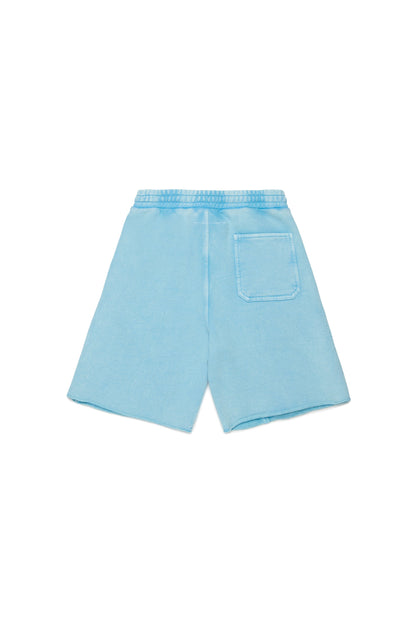 Light Blue Cotton Drawstring Shorts for Kids Mm6 Kid