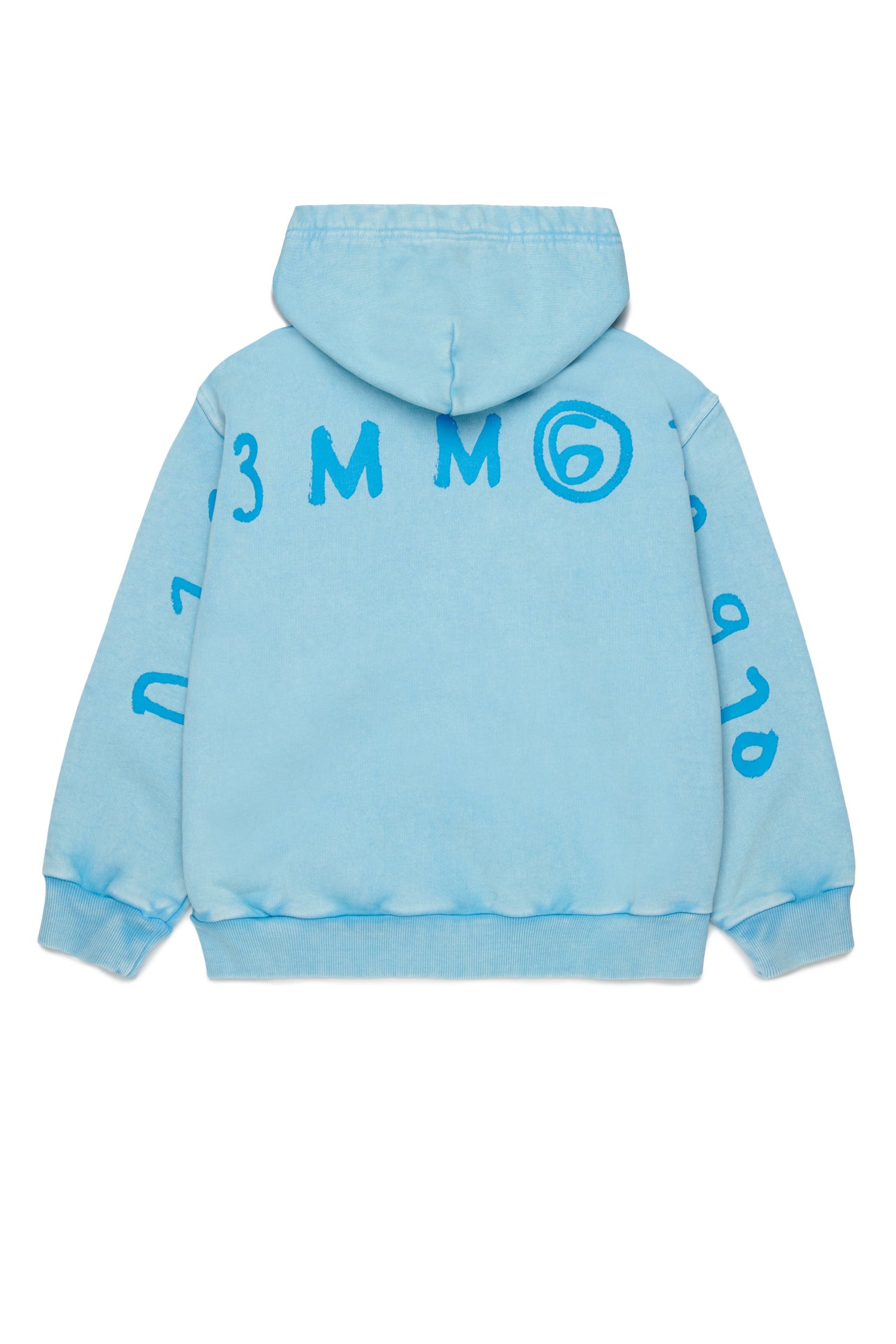Light Blue Cotton Zip Hoodie for Kids Mm6 Kid