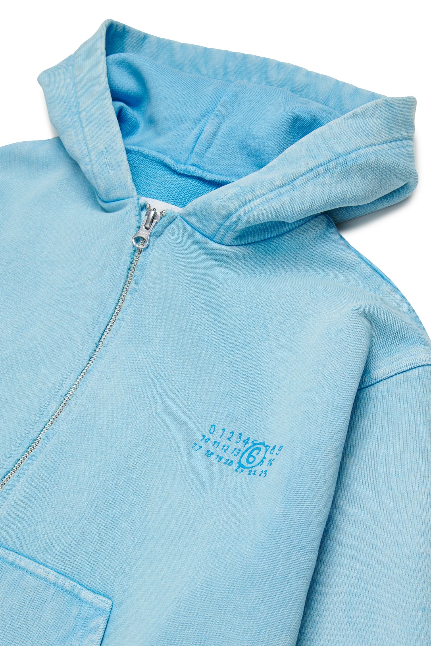 Light Blue Cotton Zip Hoodie for Kids Mm6 Kid