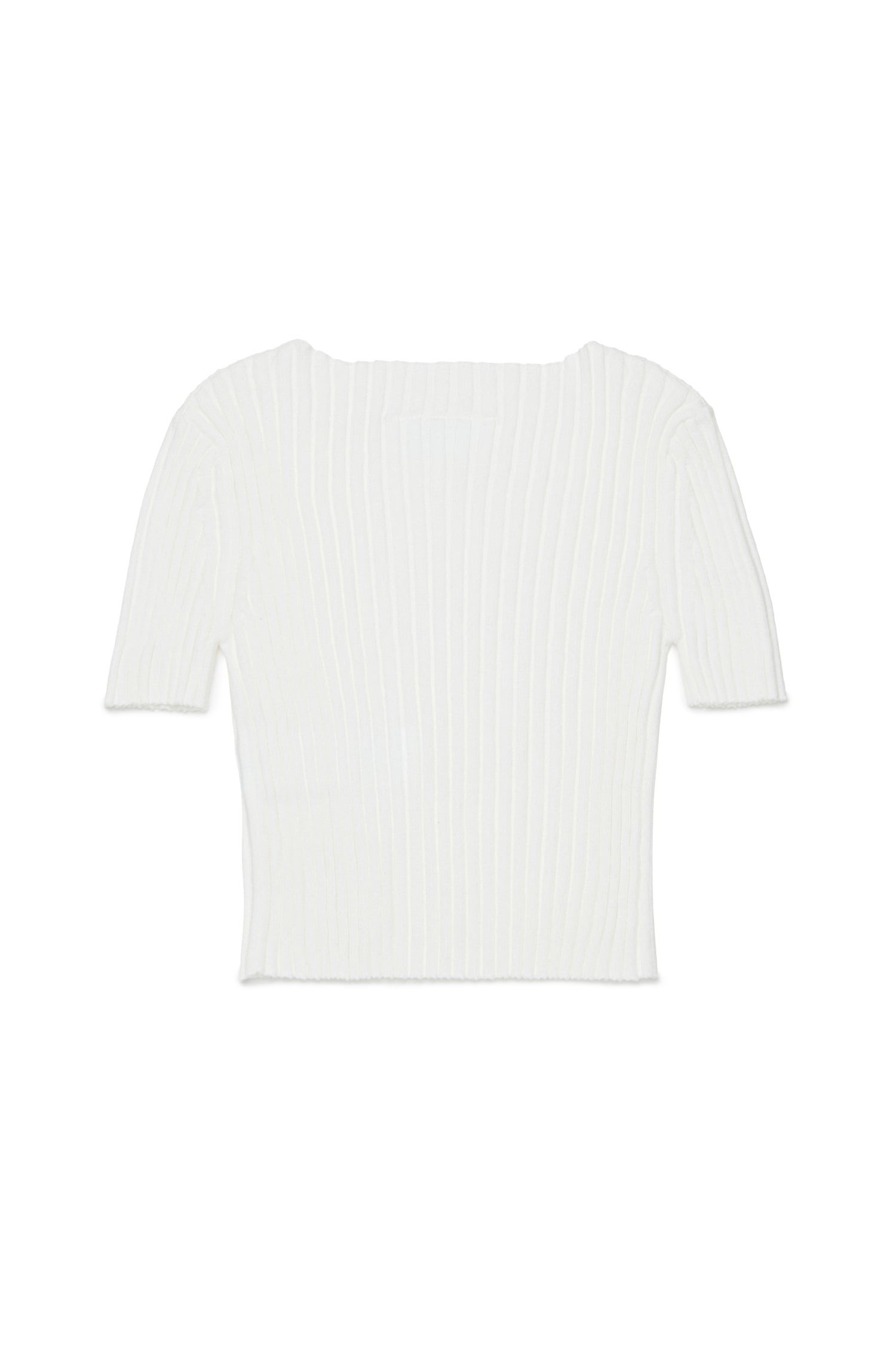 White Ribbed Cotton Knit Top for Kids