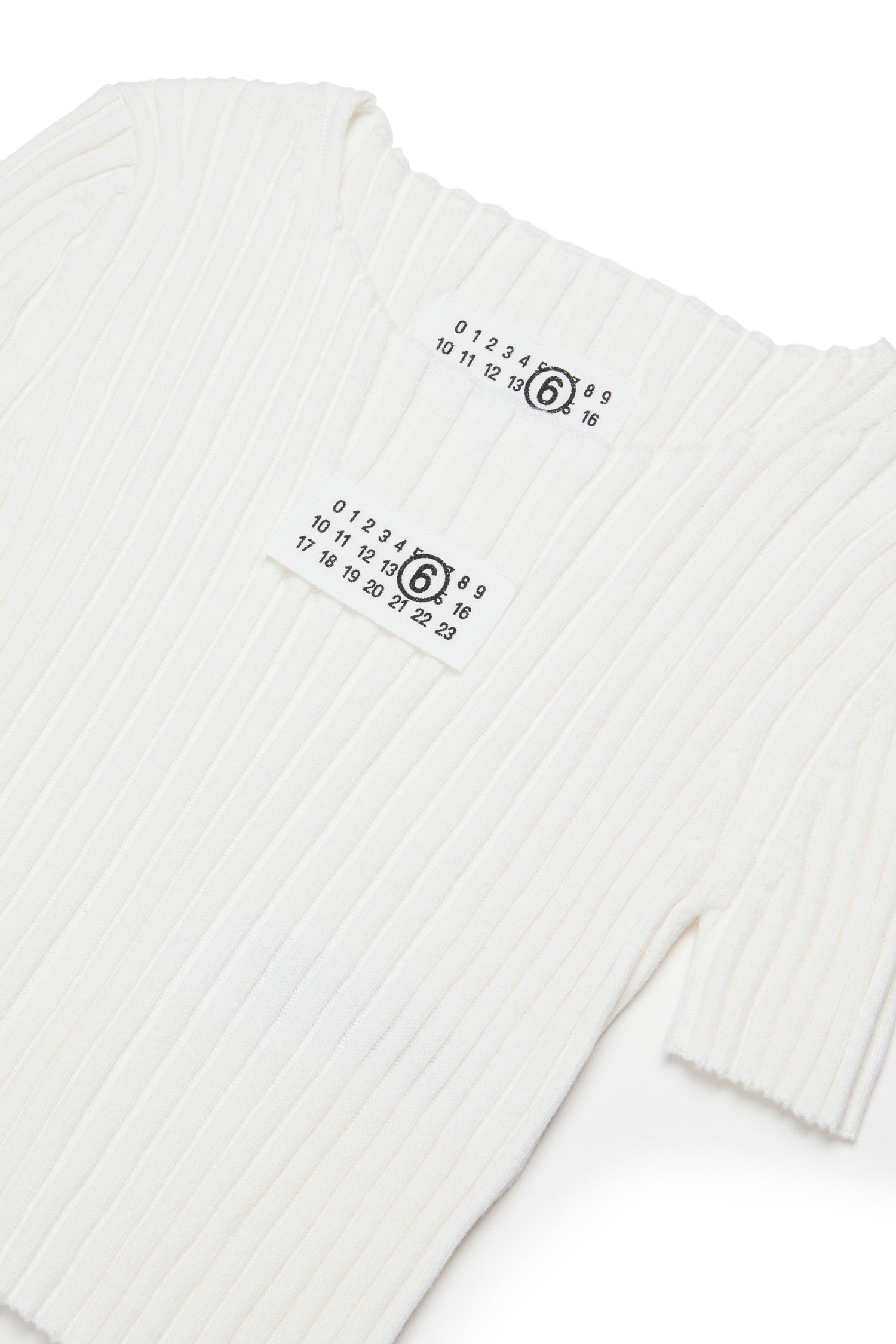 White Ribbed Cotton Knit Top for Kids