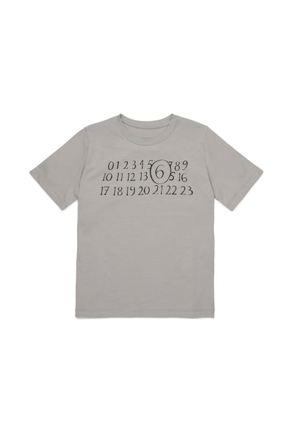 Grey Cotton Logo Print T-Shirt for Kids