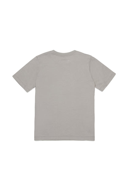 Grey Cotton Logo Print T-Shirt for Kids