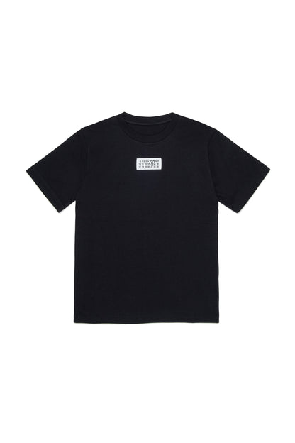 Black Cotton Logo T-Shirt for Kids