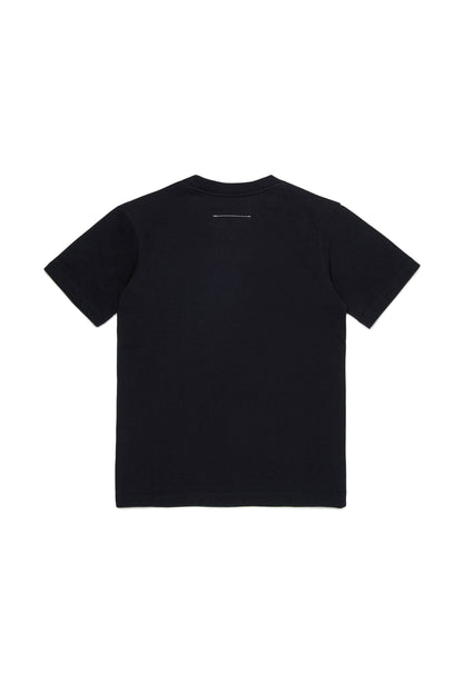 Black Cotton Logo T-Shirt for Kids