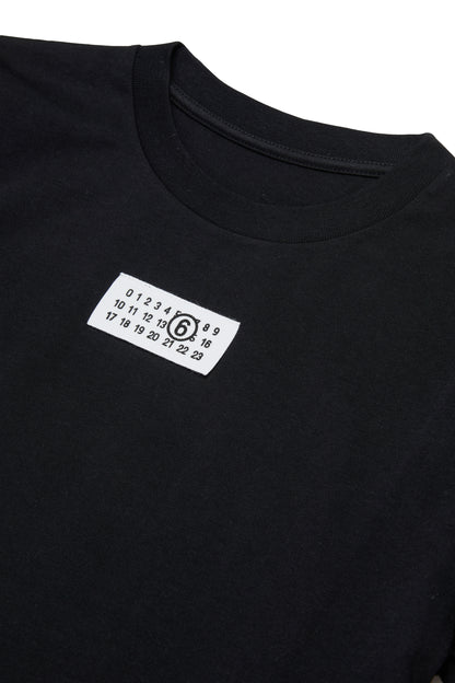 Black Cotton Logo T-Shirt for Kids