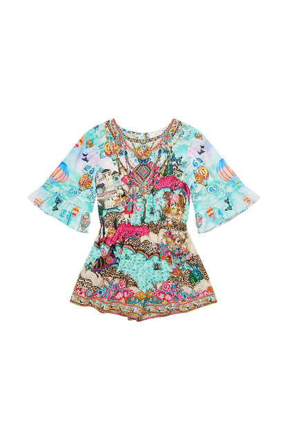 Miniature Moments Kids Playsuit With Frill 3/4 Sleeves